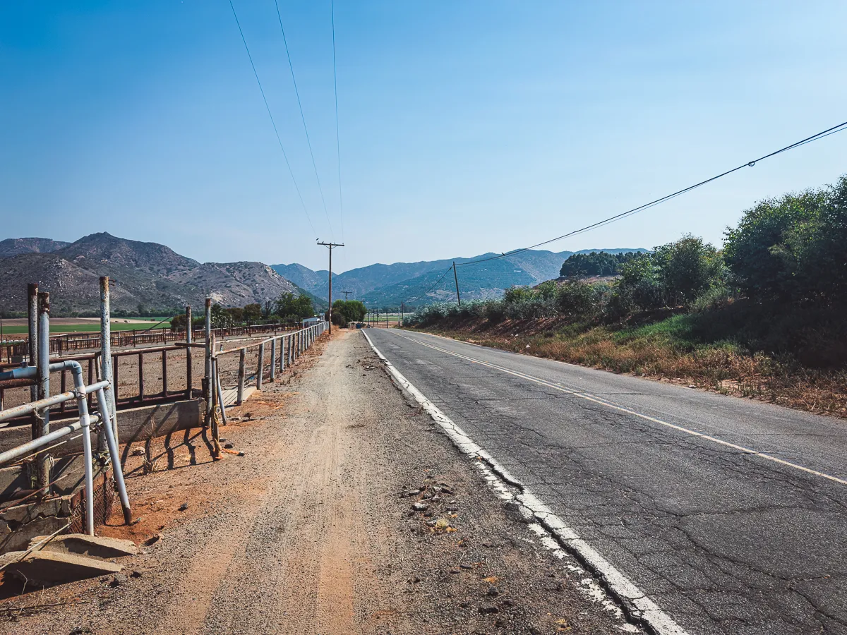 The Coast to Crest Trail paralleling a section of Bandy Canyon Road