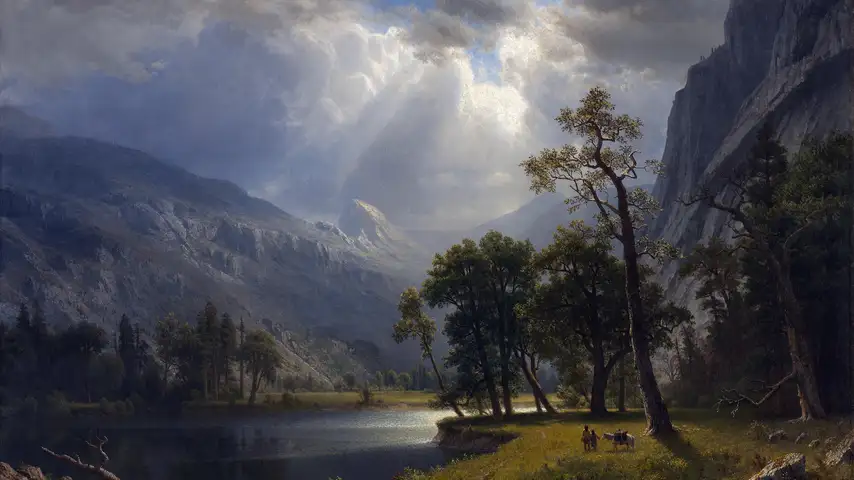 Landscape painting of Yosemite by Albert Bierstadt