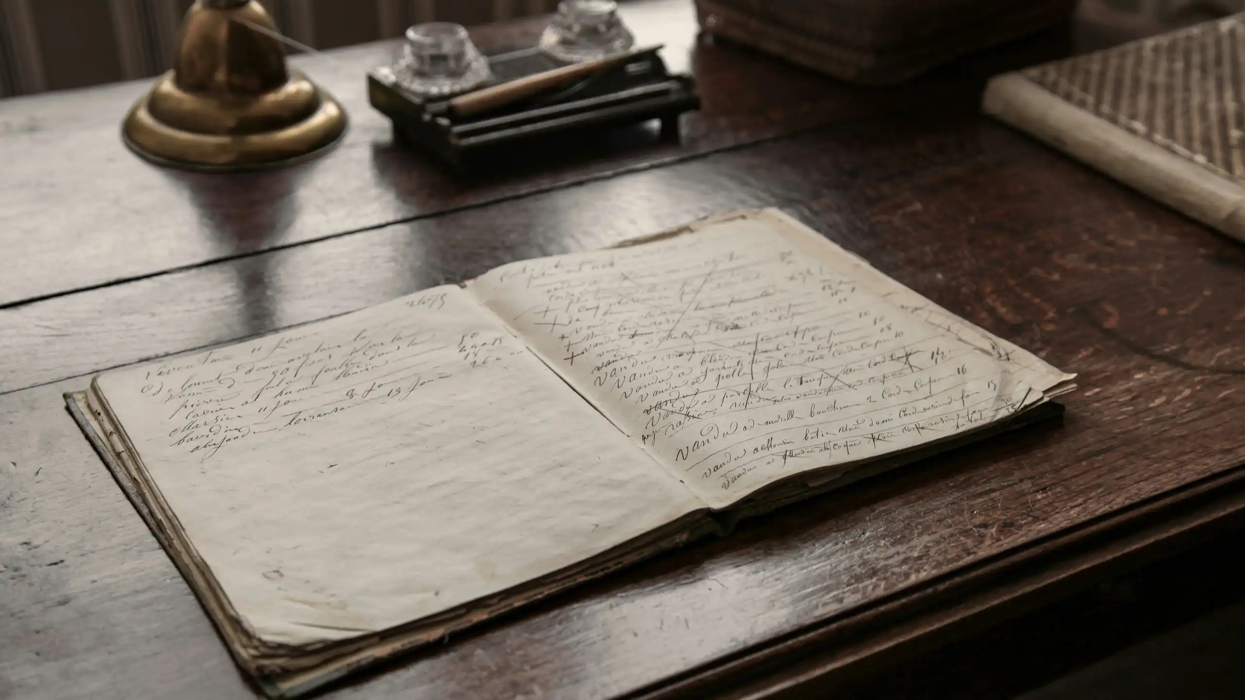 notebook on wooden table