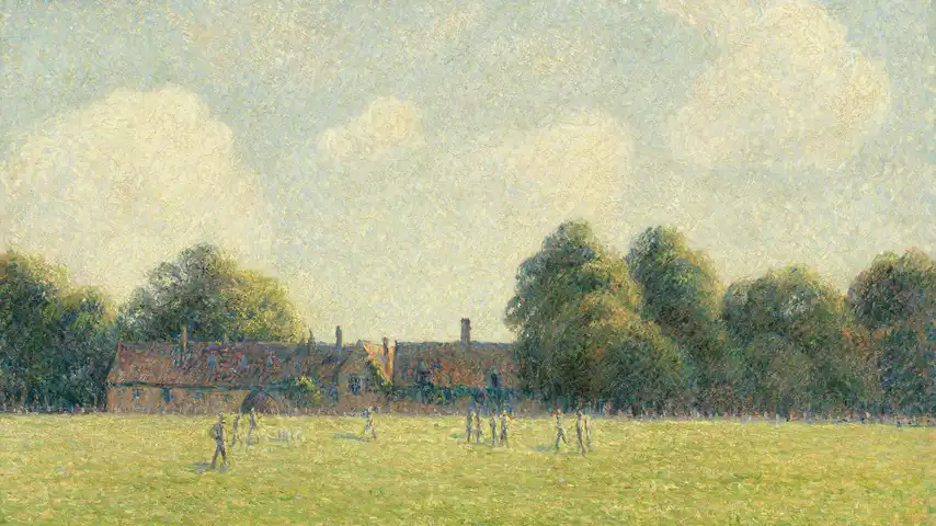 An 1891 painting by Camille Pissarro titled 'Hampton Court Green'