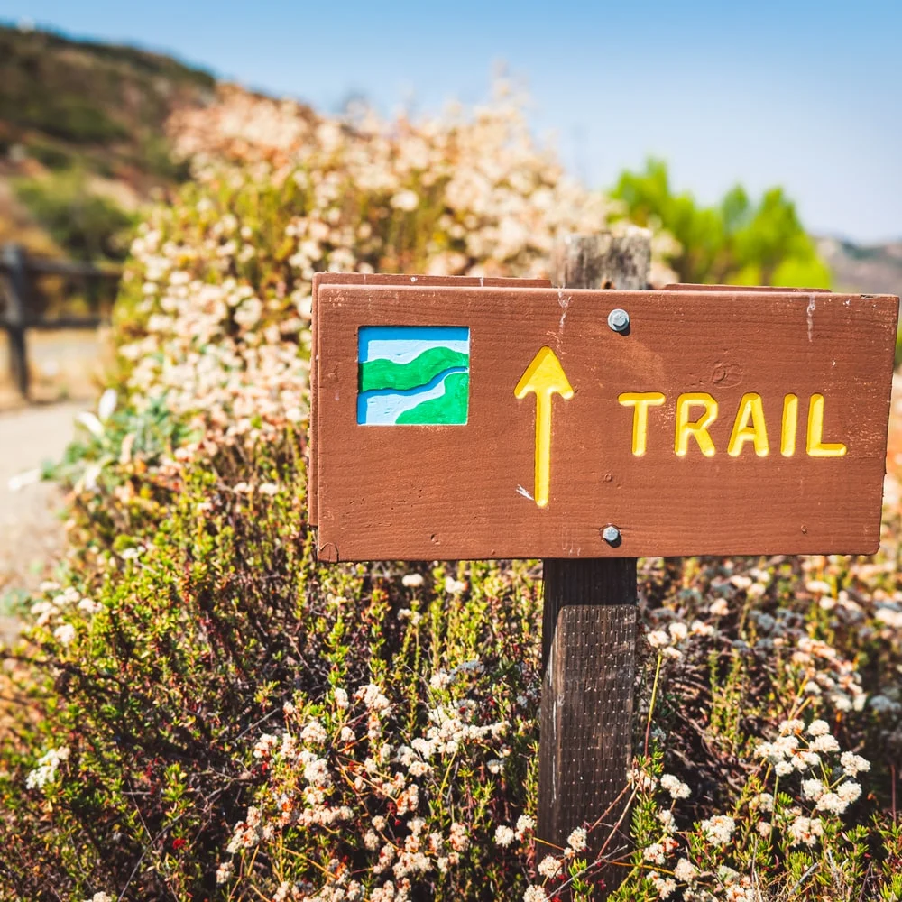 Trail sign on the Coast to Crest Trail in San Pasqual Valley, California
