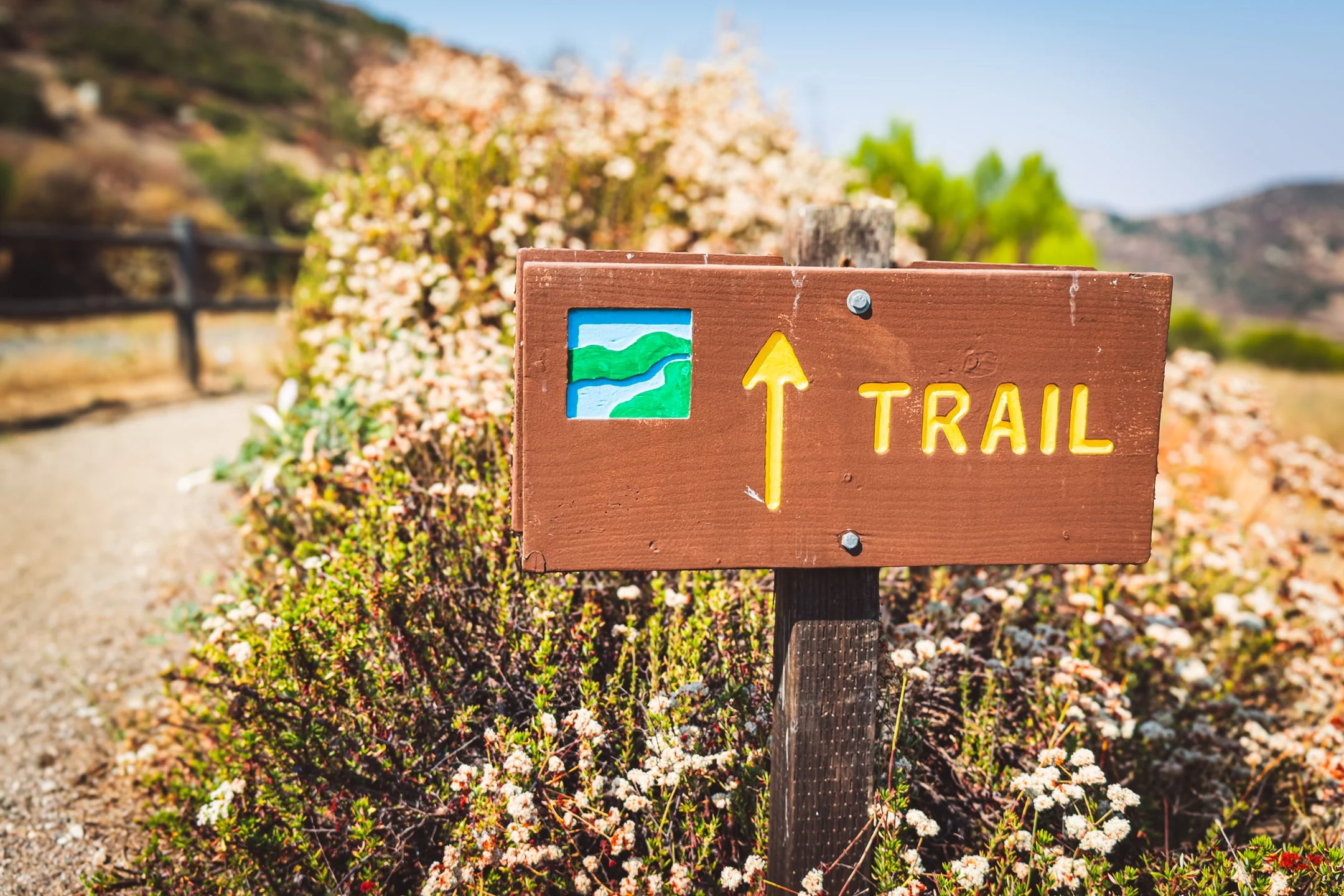Trail sign on the Coast to Crest Trail in San Pasqual Valley, California